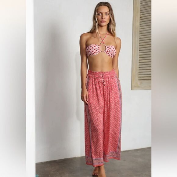 Tigerlily size 4 small s Belize Shani Wide Leg Pant - Belize Berry 100% viscose - Picture 1 of 8